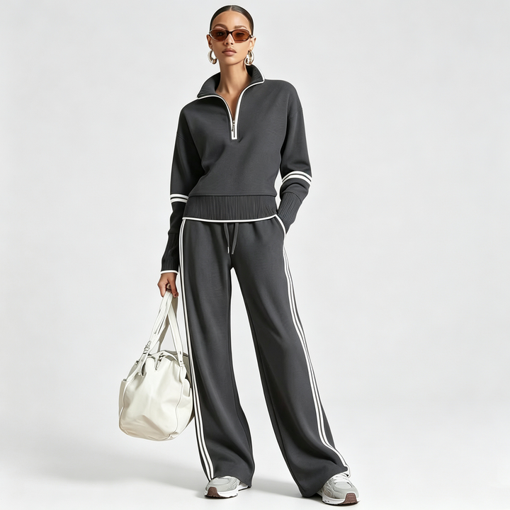 The Elara Colorblock Mock Neck Track Set