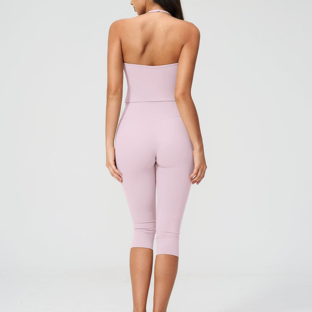The Elara Quick-Dry Halter Crop Top & Capri Leggings Set