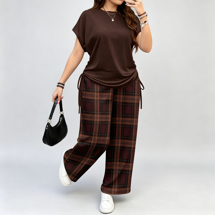 The Elara Curvy Art Print Wide-Leg Set