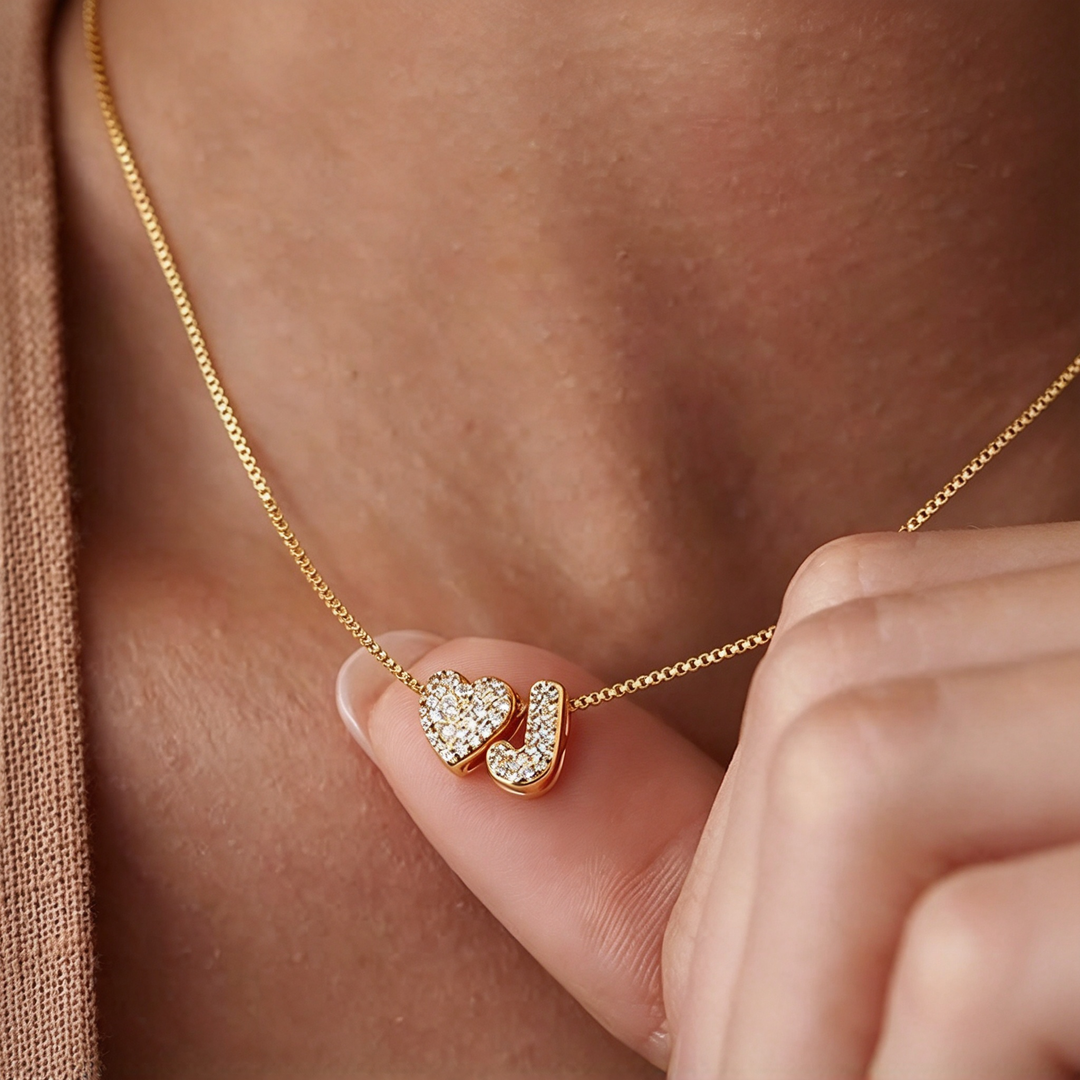 Personalized Heart Initial Necklace A-Z