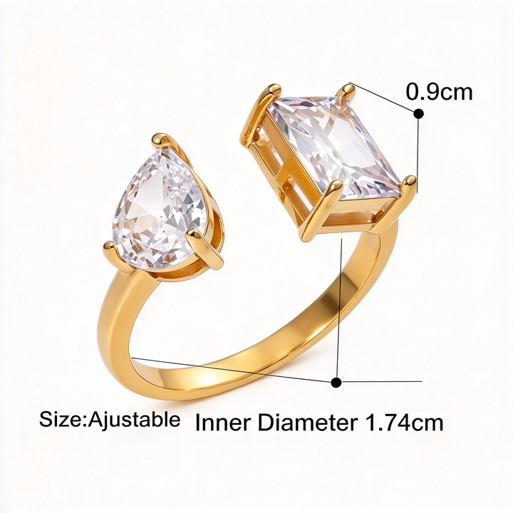 Open Toi et Moi Cubic Zirconia Ring