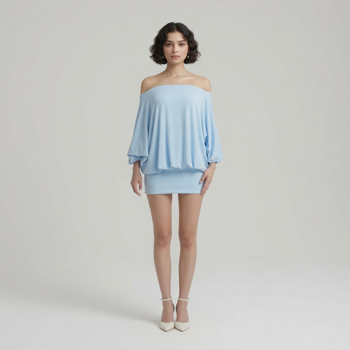 The Elara Off-Shoulder Backless Tie Mini Dress