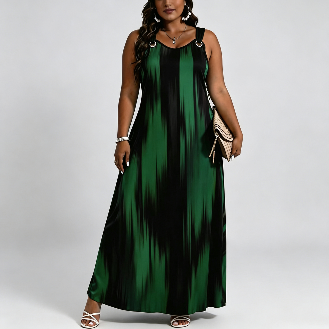 The Elara O-Ring Brushstroke Maxi Dress