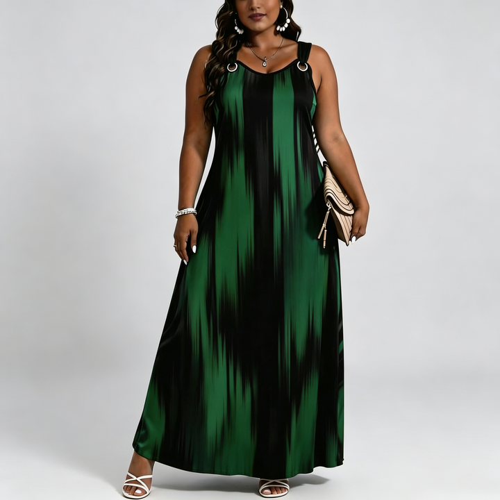 The Elara O-Ring Brushstroke Maxi Dress