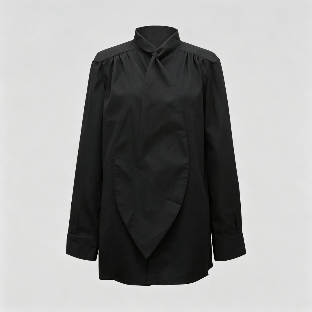 The Elara Draped Tie Neck Blouse