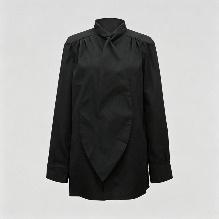 The Elara Draped Tie Neck Blouse