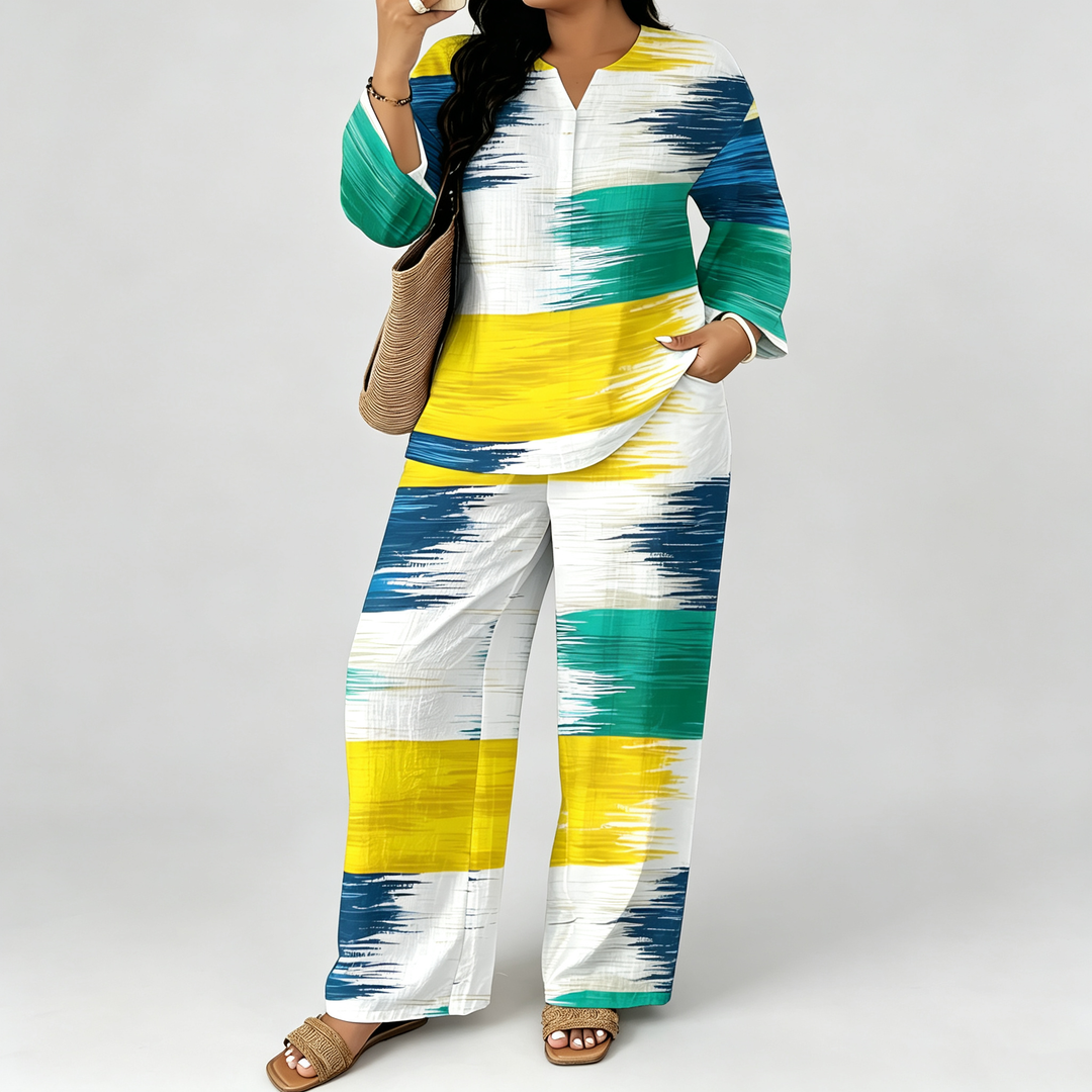 The Elara Vintage Patchwork Wide-Leg Set