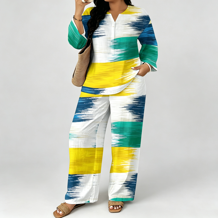 The Elara Vintage Patchwork Wide-Leg Set