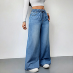 The Elara Drawstring Wide-Leg Denim