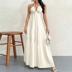 The Elara Open-Back Halter Gown