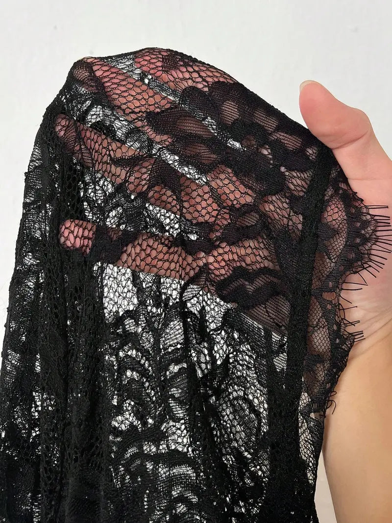 The Elara Plus Lace Tiered Ruffle Dress