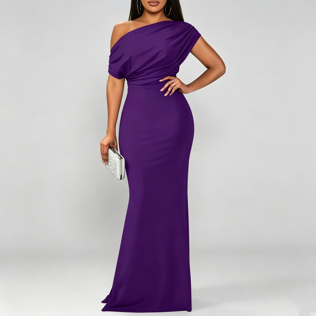 The Elara Draped One-Shoulder Mermaid Gown