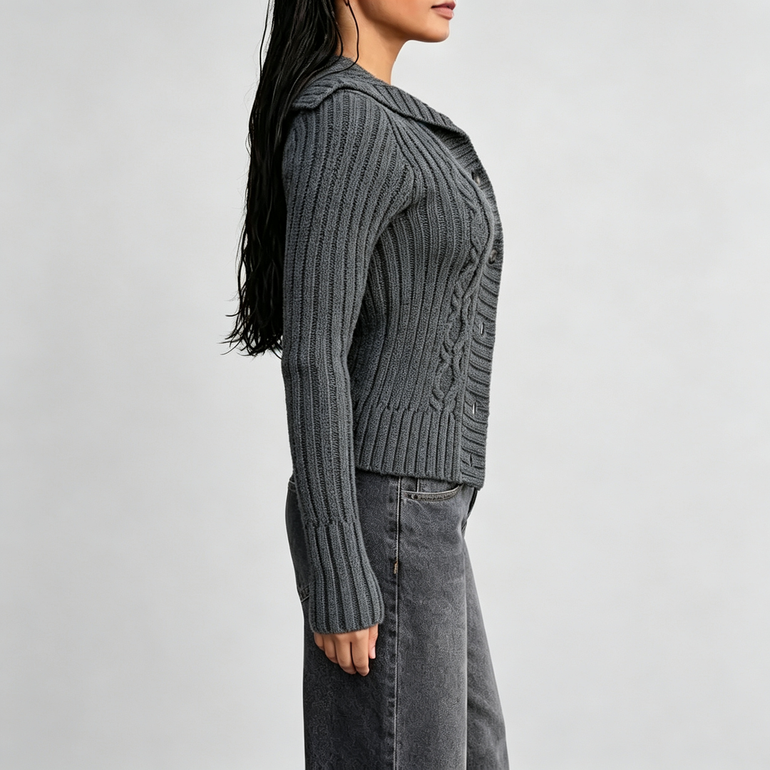 The Elara Cable Knit Hooded Cardigan