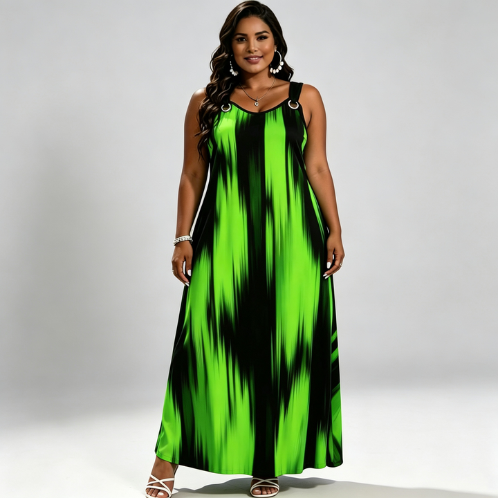 The Elara O-Ring Brushstroke Maxi Dress