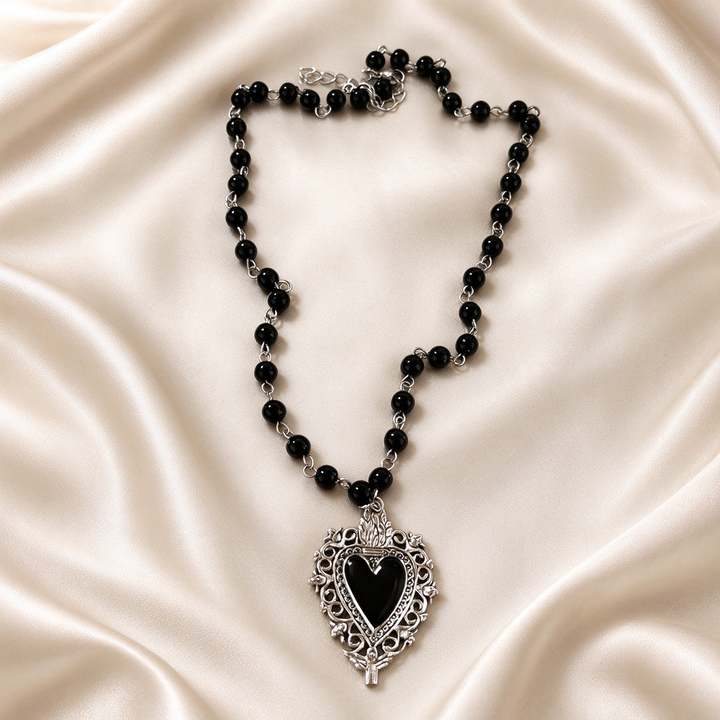 Gothic Heart Pendant Necklace Set