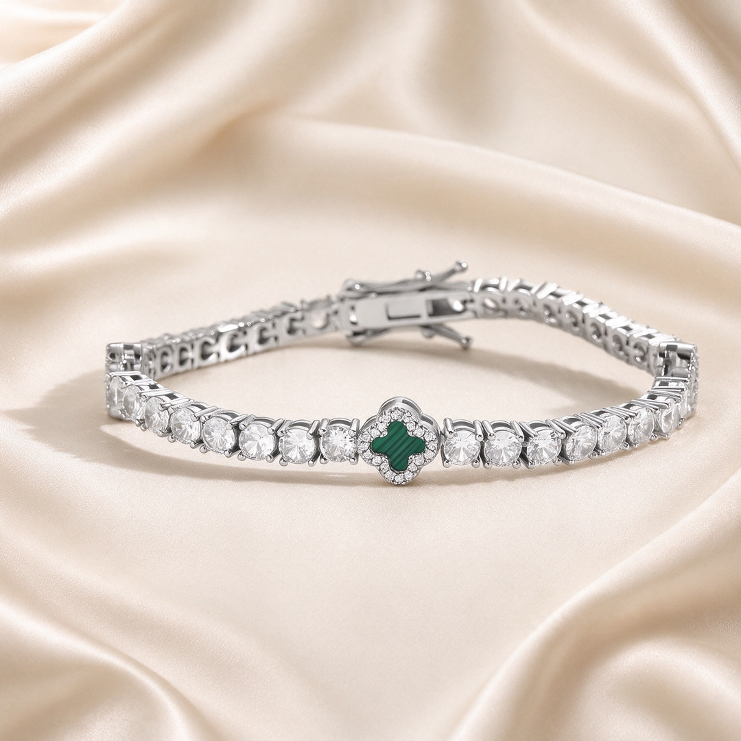 Four-Leaf Clover CZ Tennis Bracelet