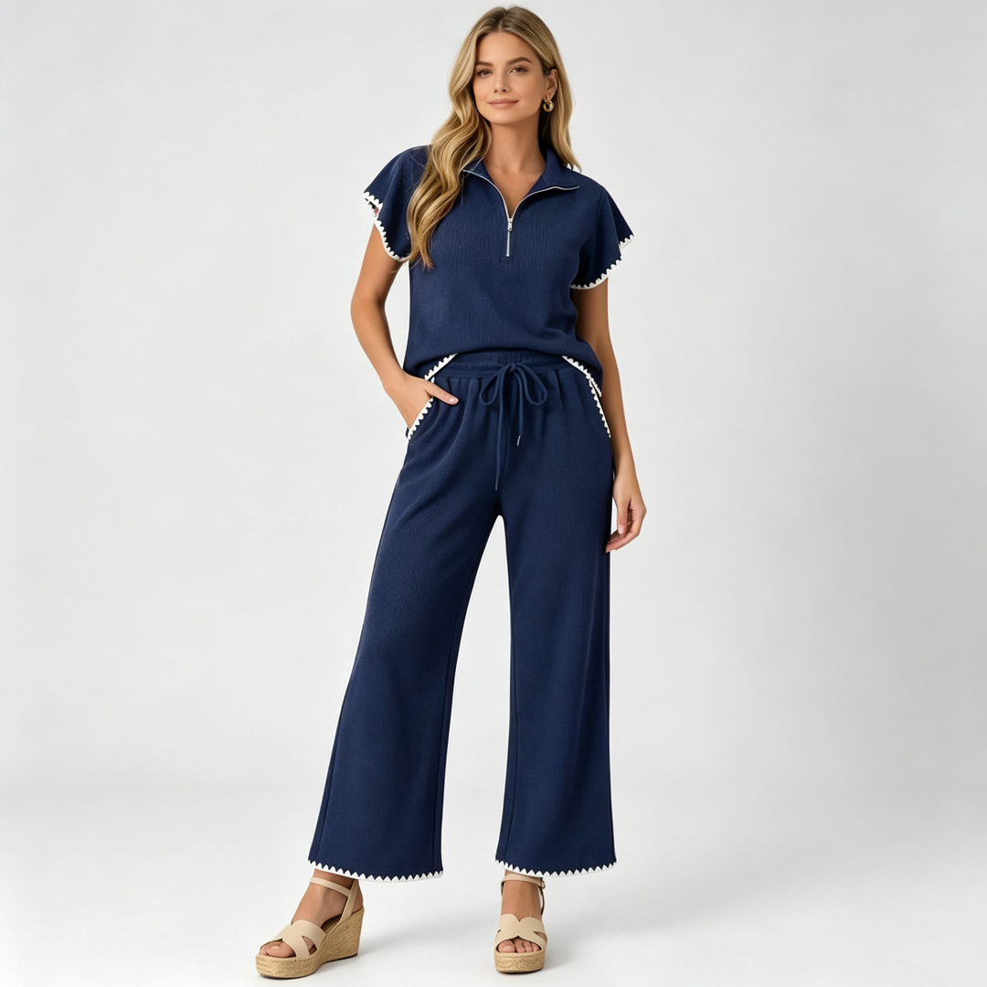The Elara Zip Polo Set