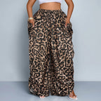 The Elara Plus Size Leopard Cargo Pants with Ties
