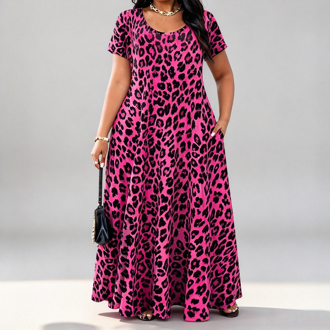 The Elara Leopard-Print Pocket Maxi Dress