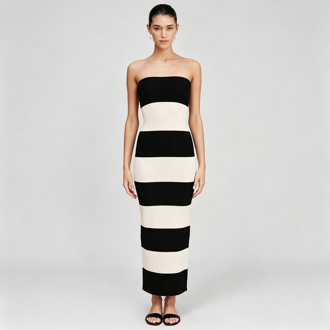 The Elara Monochrome Stripe Knit Set