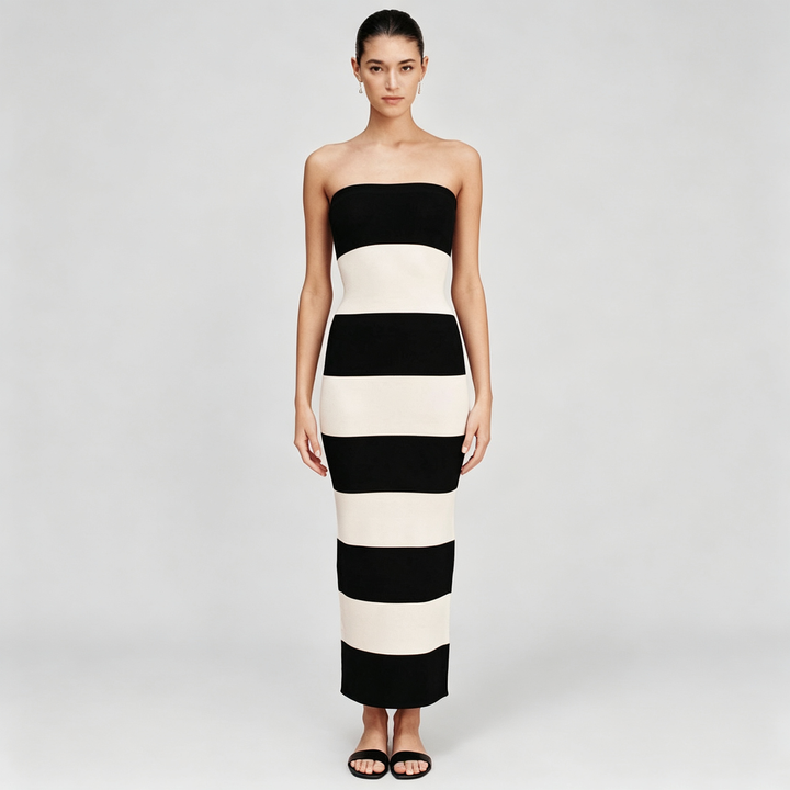 The Elara Monochrome Stripe Knit Set