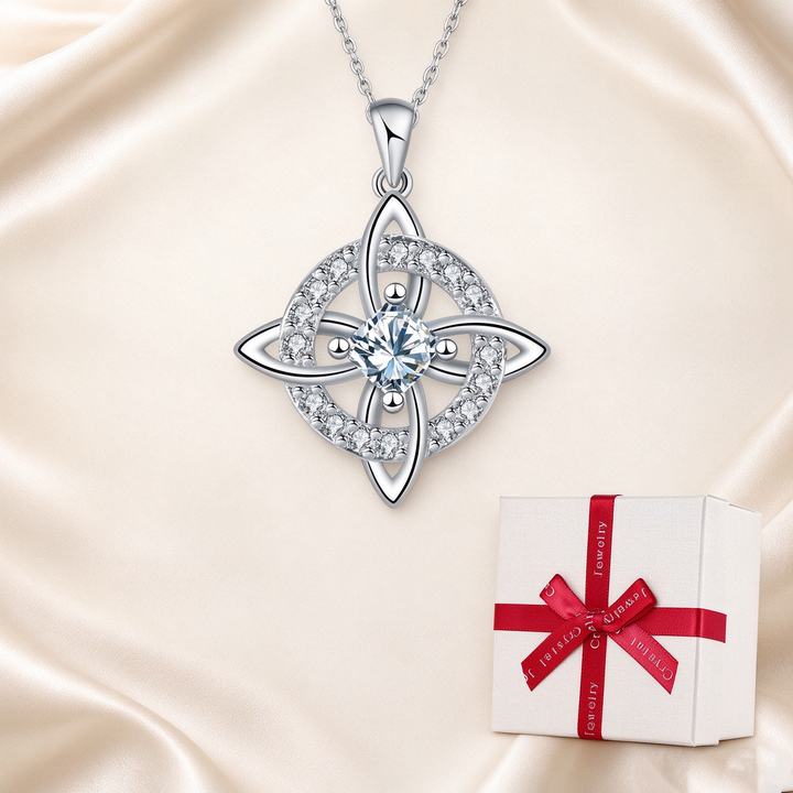 Celtic Knot Halo Birthstone Pendant Necklace