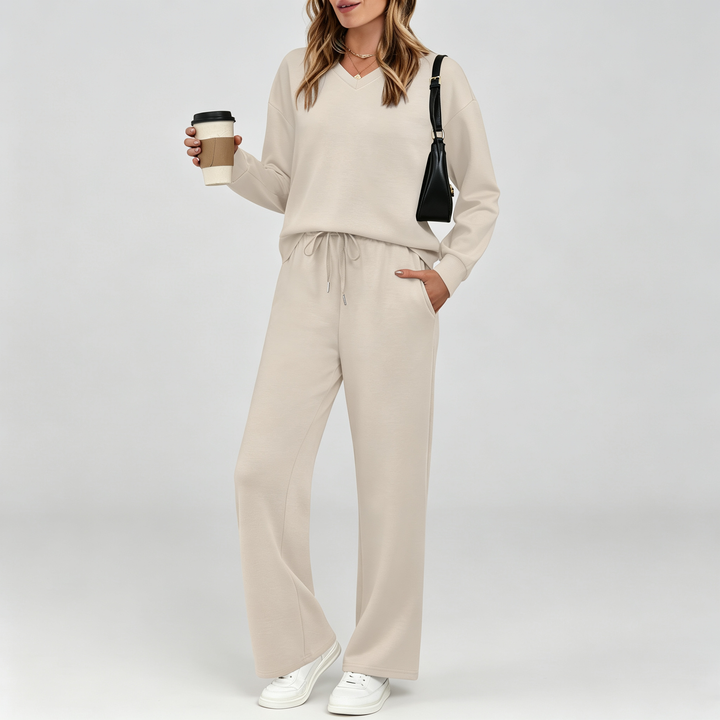 The Elara V-Neck Wide-Leg Lounge Set
