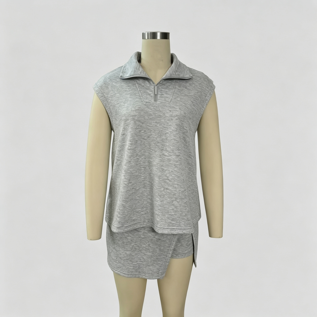 The Elara Half-Zip Skort Set