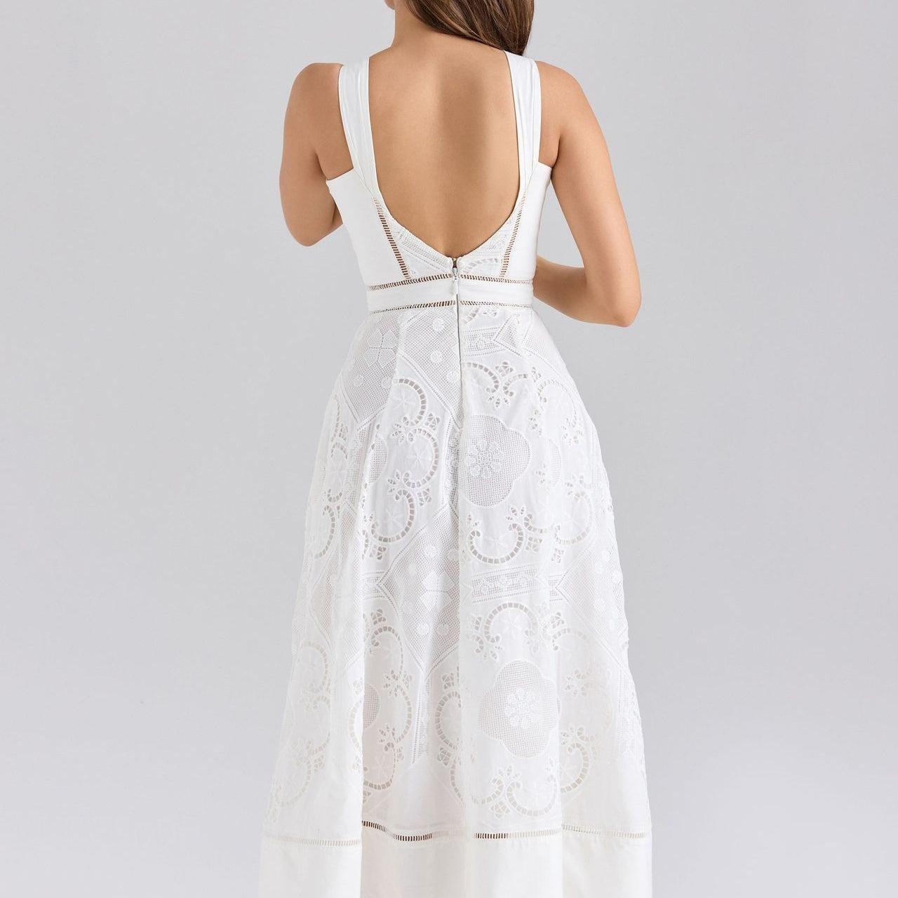 The Elara Eyelet Midi Dress