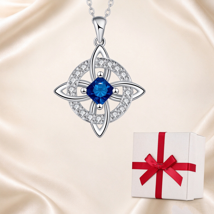 Celtic Knot Halo Birthstone Pendant Necklace