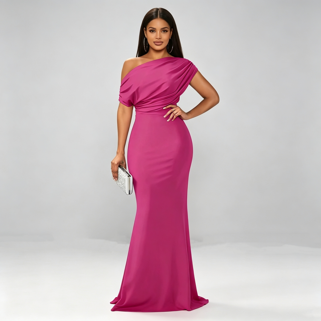 The Elara Draped One-Shoulder Mermaid Gown