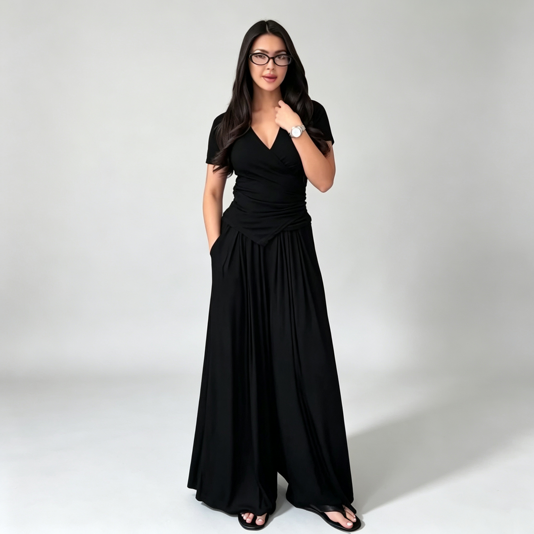 The Elara Wrap Wide-Leg Set