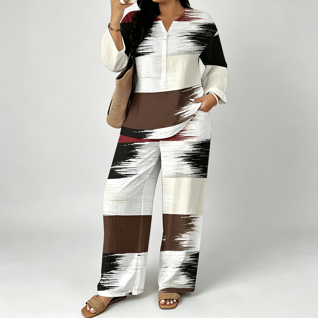 The Elara Vintage Patchwork Wide-Leg Set