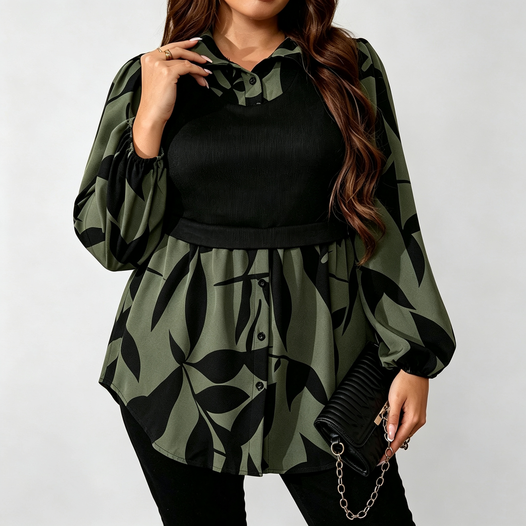 The Elara Two-in-One Printed Blouse Top