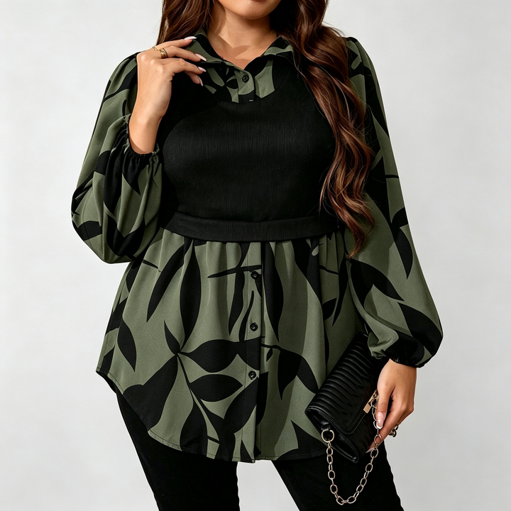 The Elara Two-in-One Printed Blouse Top