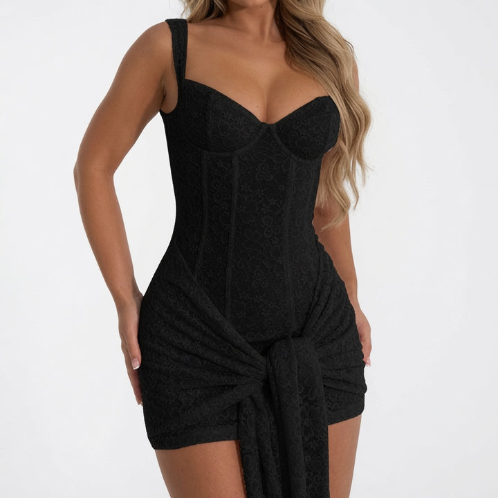 The Elara Backless Lace Corset Bodycon Mini Dress