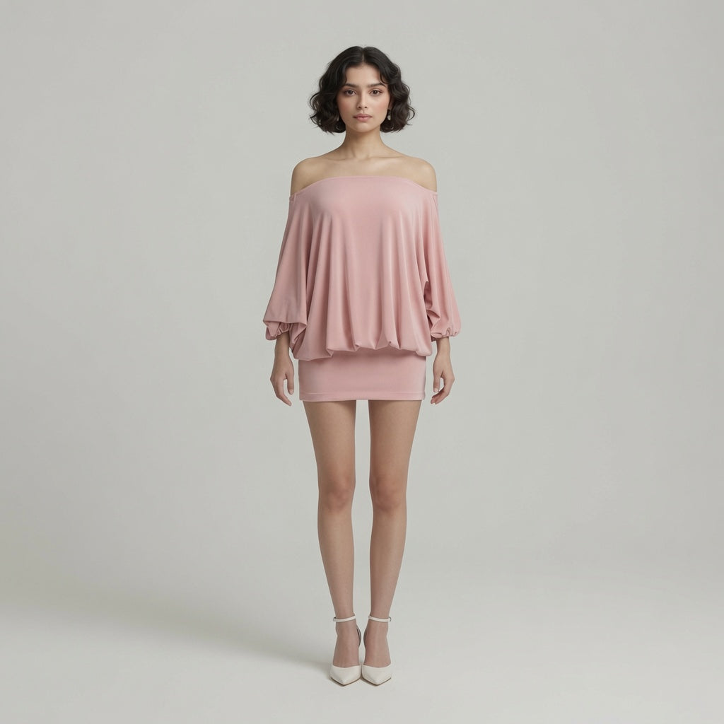 The Elara Off-Shoulder Backless Tie Mini Dress