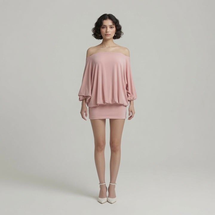 The Elara Off-Shoulder Backless Tie Mini Dress