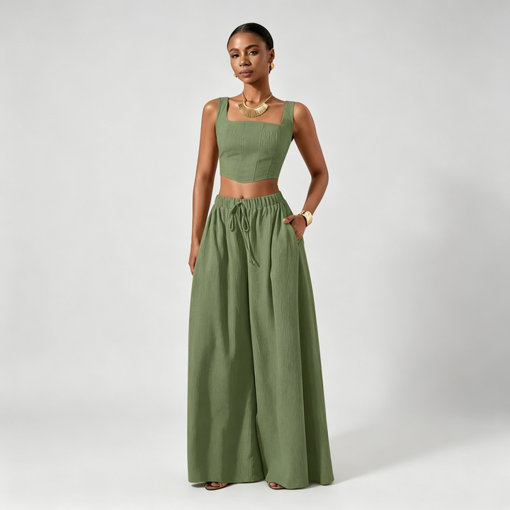 The Elara Square-Neck Wide-Leg Set