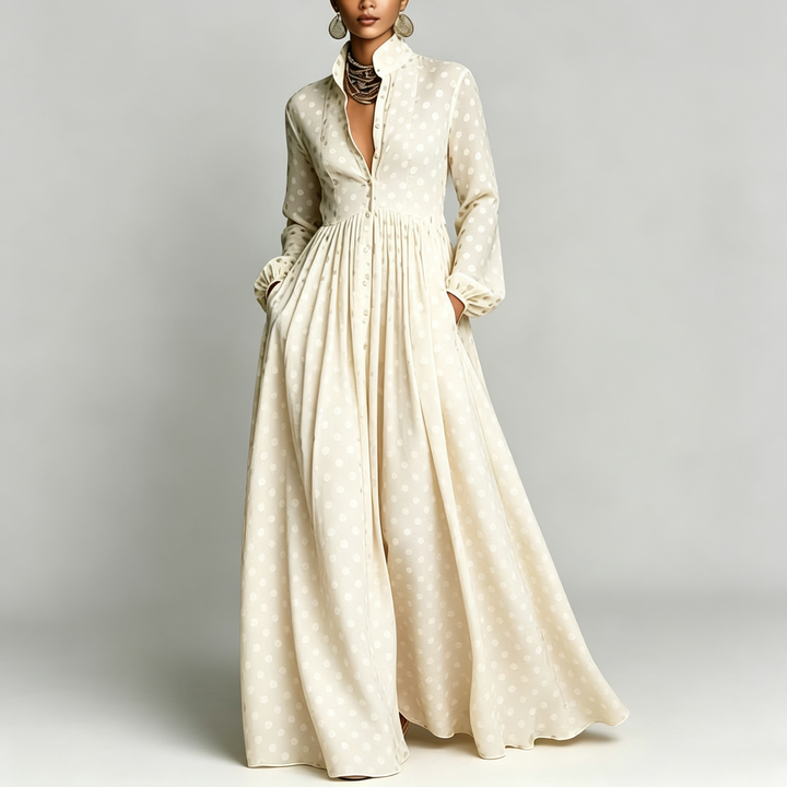 The Elara Printed Maxi Shirt Dress