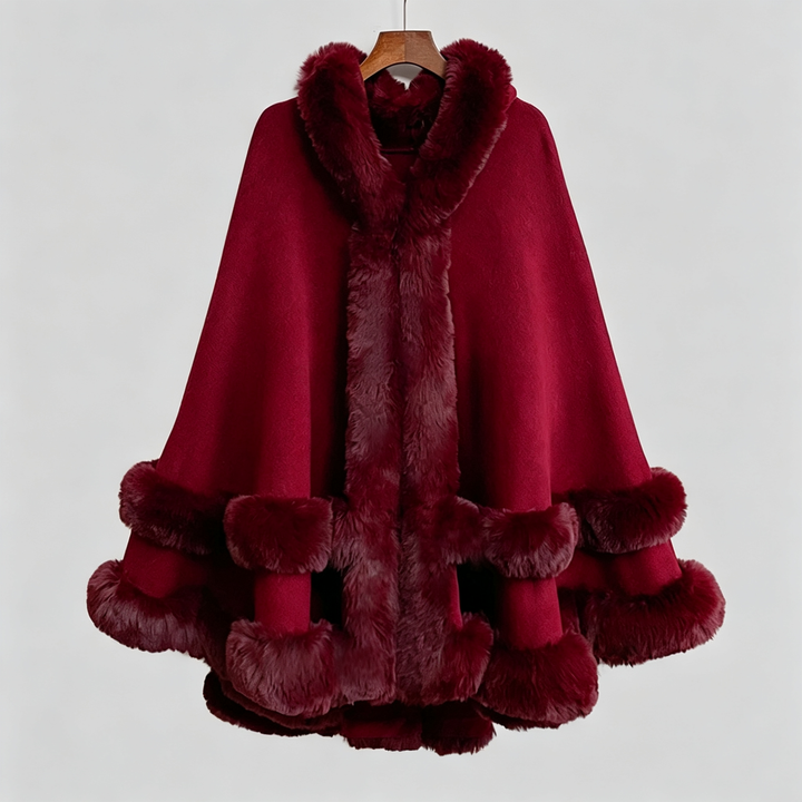 The Elara Luxe Faux Fur Hooded Cape
