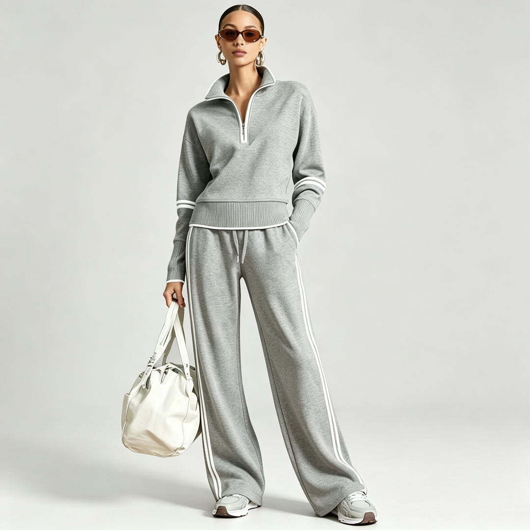 The Elara Colorblock Mock Neck Track Set