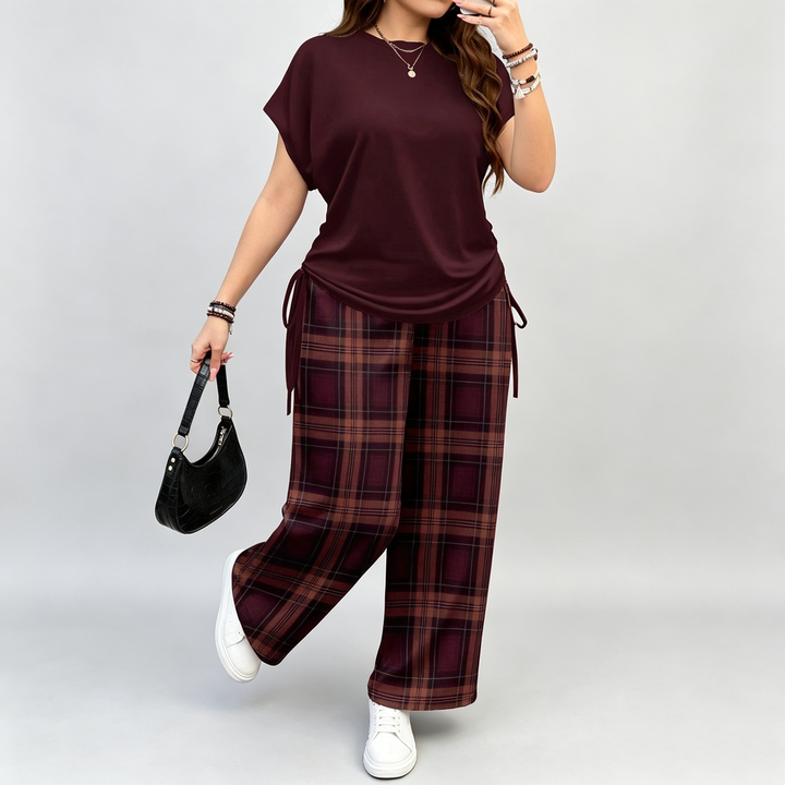 The Elara Curvy Art Print Wide-Leg Set
