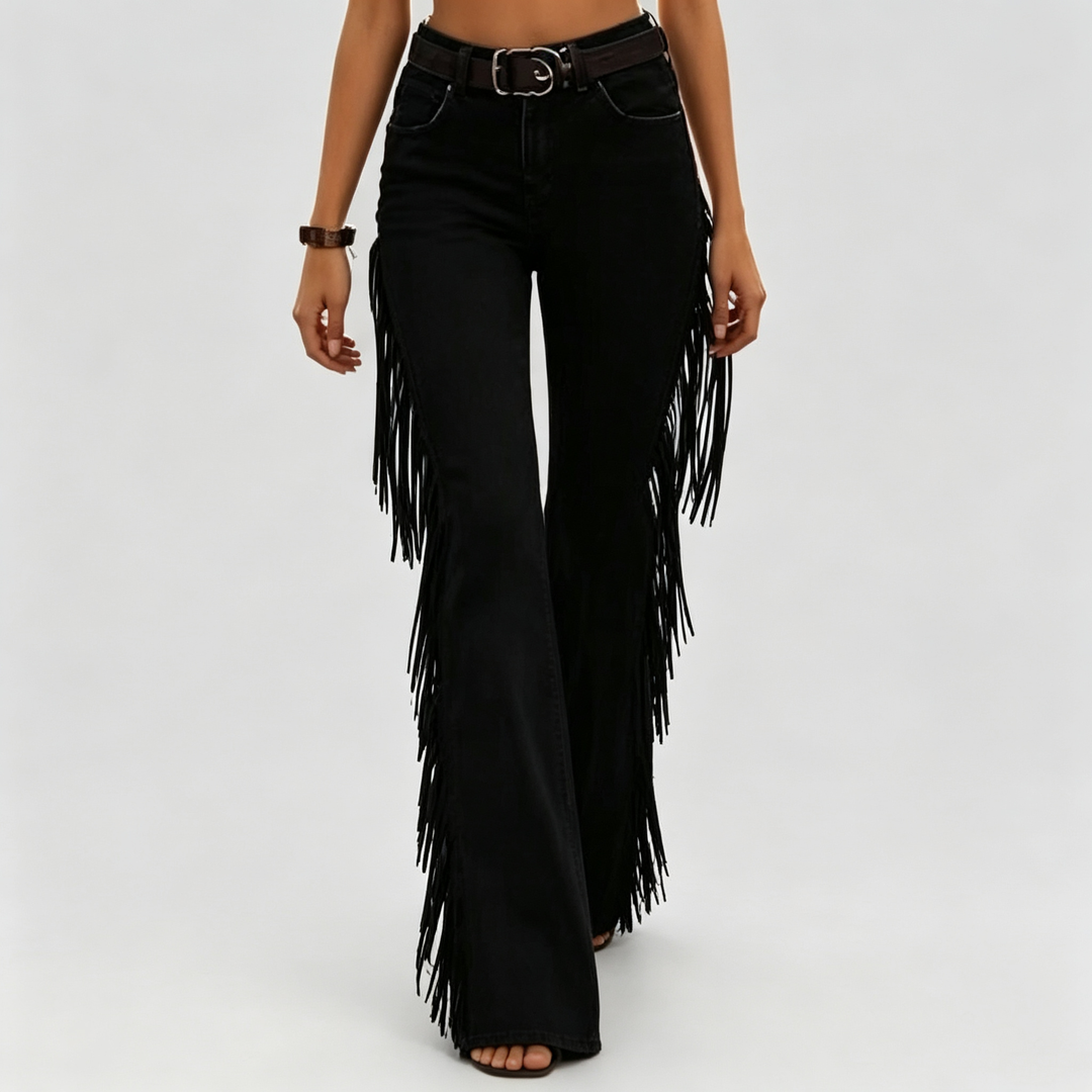 The Elara Western Fringe Flare Pants