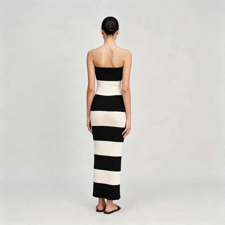 The Elara Monochrome Stripe Knit Set