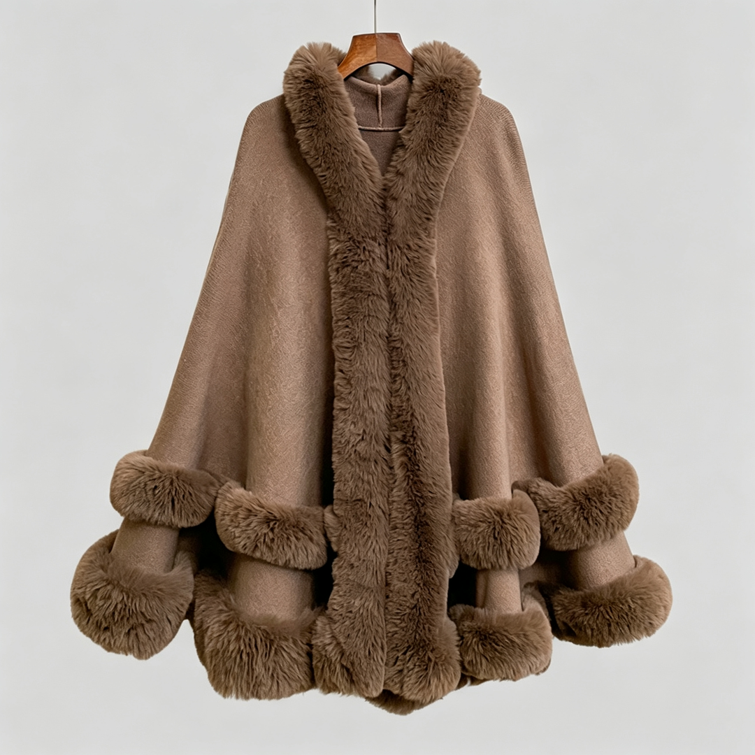 The Elara Luxe Faux Fur Hooded Cape