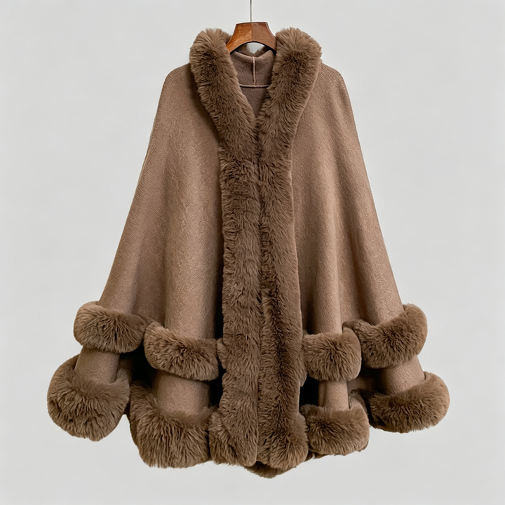 The Elara Luxe Faux Fur Hooded Cape