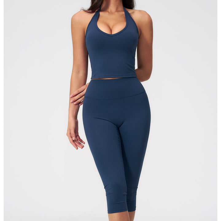 The Elara Quick-Dry Halter Crop Top &amp; Capri Leggings Set