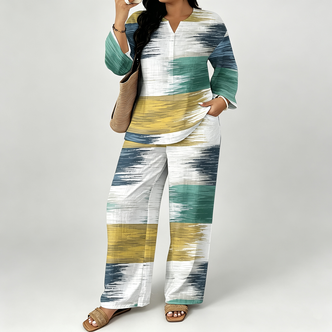 The Elara Vintage Patchwork Wide-Leg Set