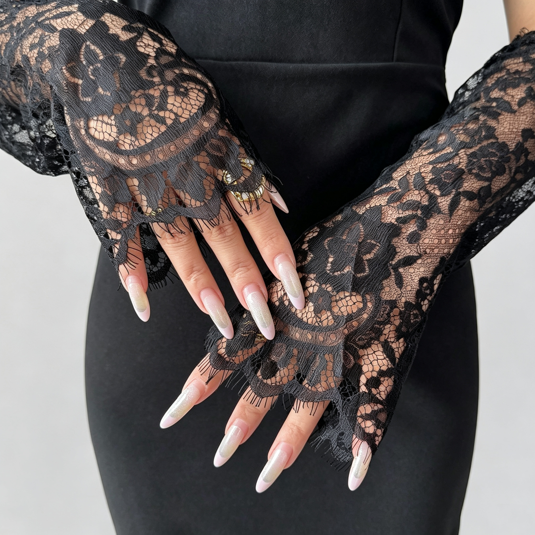 The Elara Sheer-Lace Fishtail Maxi Dress